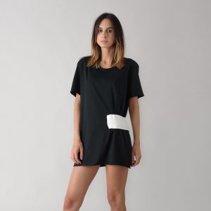 recycle black t-shirt with white detail